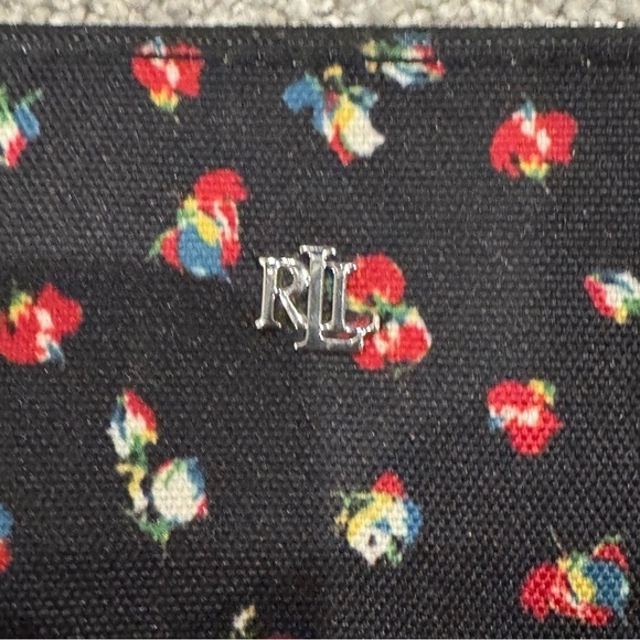 Lauren Ralph Lauren Black Floral Nylon Medium Keaton Tote EUC - Picture 5 of 12